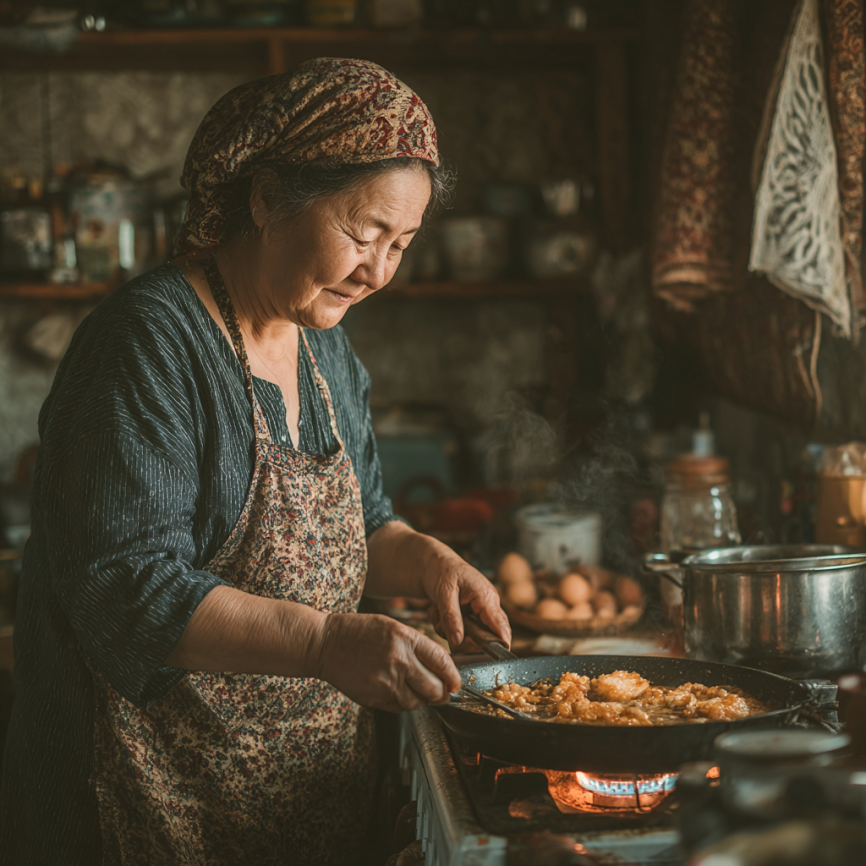 Katta yoshdagi ayol sog'lom ovqatlar bilan