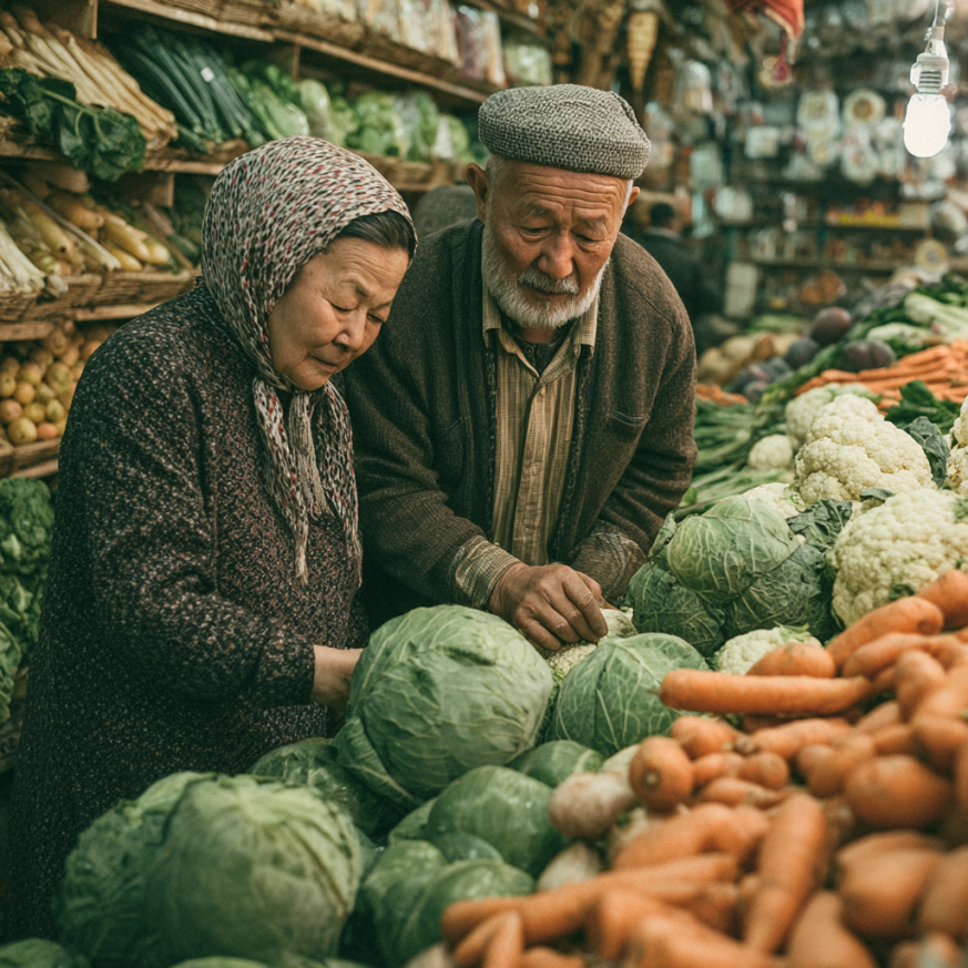 Katta yoshdagi ayol sog'lom ovqatlar bilan
